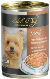 Корм Edel Dog вологий з індичкою та печінкою для дорослих собак 400 гр (4003024177020) від виробника Edel