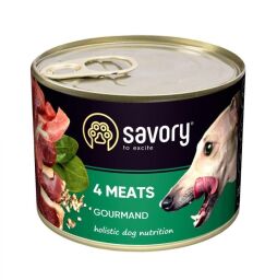 Вологий корм Savory Dog Gourmand для дорослих собак (4 різновиди м'яса) 200 г (30389) від виробника Savory