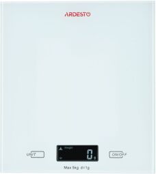 Ваги Ardesto кухонні, 5кг, 2хААА в комплекті, скло, білий (SCK-893W) від виробника Ardesto