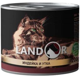 LANDOR Повноцінний збалансований вологий корм для кошенят індичка з качкою 0,2 кг (4250231539008) від виробника LANDOR