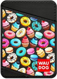 Холдер для карток WAUDOG Design з малюнком "Пончики", преміум шкіра (ширина 70 мм, довжина 95 мм) чорний