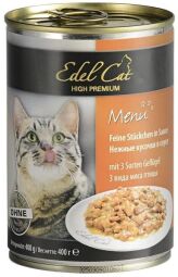 Корм Edel Cat вологий з трьома видами м'яса птиці для дорослих котів 400 гр