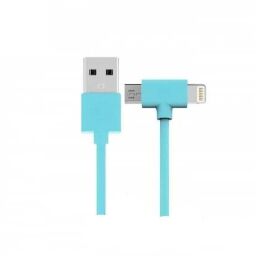 Кабель WK WDC-008 Axe USB - Lightning + micro USB (M/M), 1 м, Blue (6970349287308) від виробника WK