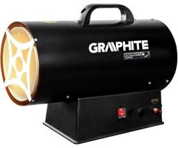 Теплова гармата газова GRAPHITE, акумуляторна 18В, 30кВт, 200м кв., 500м куб./год, IP24, чорний