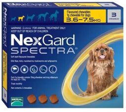 Таблетка для собак NexGard Spectra (Нексгард Спектра) від 3,6 до 7,5 кг, 1 таблетка (від зовнішніх та внутрішніх паразитів)
