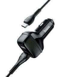 Автомобільний зарядний пристрій Hoco N5 (2USB 2.4А) Black (S25713) + кабель Type-C