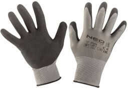 Рукавички робочі NEO, латексне покриття, поліестер, р.9, сірий (97-617-9) від виробника Neo Tools