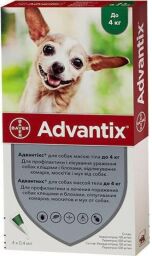 Капли от блох и клещей Bayer Advantix для собак весом до 4 кг, цена за 1 пипетку (170859424) от производителя Bayer