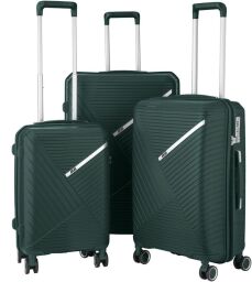 Набір пластикових валіз 2E, SIGMA,(L+M+S), 4 колеса, смарагд