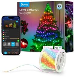 Гирлянда Smart LED Govee H70C2 Christmas Light, 200 LEDs, RGBIC, IP65, 20м, кабель прозрачный (H70C23D1) от производителя Govee