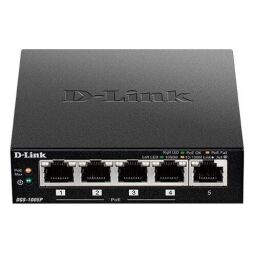 Комутатор D-Link DGS-1005P 5xGE (4xPoE, 1xUplink), 60W від виробника D-Link