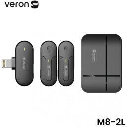 Бездротовий мікрофон петличний для iPhone Lightning Veron M8-2L з кейсом зарядки Чорний
