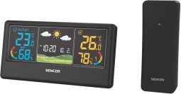 Метеостанція Sencor, внутр/зовн вимірювання, темп-ра, вологість, час, прогноз погоди, чорний