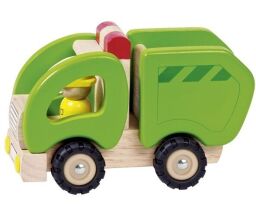 Машинка деревяна goki Сміттєвоз зелений