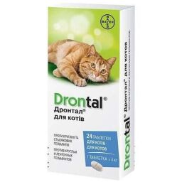 Таблетки от глистов Bayer Дронтал для кошек, цена за 1 таблетку (4007221021155) от производителя Bayer