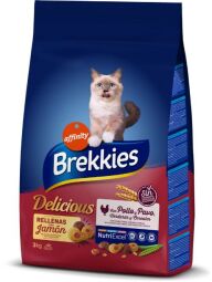 Сухий корм для кішок Brekkies Cat Delice Meat 3 кг. з м'ясом, хрусткі м'ясні шматочки для котів (927333) від виробника Brekkies