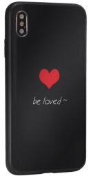 Glass with print TPU Case — Samsung A20 2019 — Be loved / Heart black