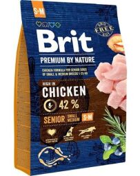 Корм Brit Premium Senior S+M сухий для собак похилого віку малих та середніх порід 3 кг (8595602526390) від виробника Brit Premium