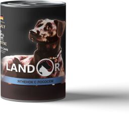 LANDOR Повноцінний збалансований вологий корм для собак всіх порід ягня з лососем 0,4 кг (4250231539060) від виробника LANDOR