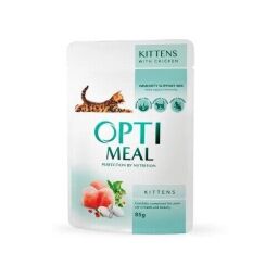 Вологий корм для кошенят Optimeal 12 шт по 85 г (курка в соусі) від виробника Optimeal