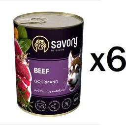 Упаковка вологого корму для дорослих собак Savory 6штх400 г (яловичина