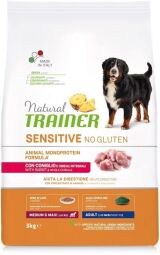 Корм Natural Trainer Dog Sensitive No Gluten Adult Medium&Maxi With Rabbit сухий монопротеїновий з кроликом для дорослих собак середніх та великих порід 3 кг (8059149428192) від виробника Trainer