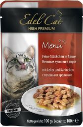 Вологий корм для кішок Edel Cat з печінкою та кроликом у соусі 100 г - 100 (г) від виробника Edel