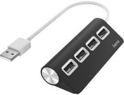 USB-хаб Hama 4 Ports USB 2.0 Black/White (00200119) від виробника HAMA