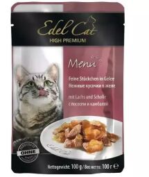 Вологий корм для котів Edel Cat pouch 100 г (лосось та камбала в желе) (1000313/180006/1002028) від виробника Edel