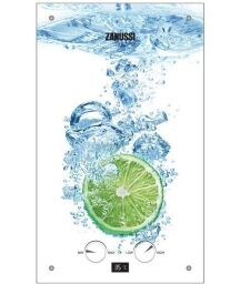 Газова колонка Zanussi GWH 10 Fonte Glass Glass Lime, 10 л/хв., 20 кВт, розпалювання від батарейок