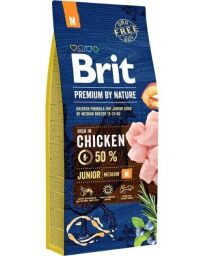 Корм Brit Premium Dog Junior M сухий з куркою для цуценят та молодих собак середніх порід 15 кг (8595602526338) від виробника Brit Premium