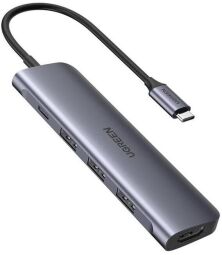 Концентратор USB Type-C Ugreen CM136 3xUSB 3.0 + HDMI, Gray (50209)