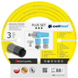 Набор для полива Cellfast PLUS, в комплекте шланг 1/2', 25м, 3 слоя, -10…+50°C, ороситель, комплект для подключения. (10-290) от производителя Cellfast