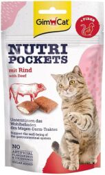 Витаминное лакомство для кошек GimCat Nutri Pockets Говядина + Солод 60 г (для чувствительного пищеварения) (SZG-419305/400747) от производителя GimCat