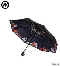 Зонтик WK WT-U3 черный с летними цветами (6970349282921) от производителя WK