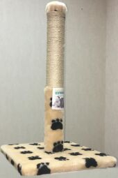 Когтеточка - столбик на подставке с лапками Пухнастик (сизаль) бежевая 50/30 см. (С-4) від виробника Пухнастик