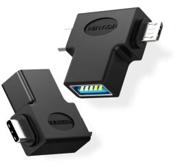 Адаптер Vention USB - USB Type-C + micro USB V 3.0 (F/M) Black (CDIB0) от производителя Vention