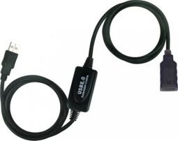 Кабель Viewcon USB - USB (M/F), активний подовжувач, 20м, чорний (VV043-20M) від виробника Viewcon