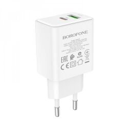 Мережевий зарядний пристрій Borofone BA67A PD20W+QC3.0 (EU) Білий (ts000072719000022665) від виробника Borofone