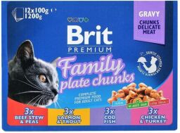 Brit Premium Cat Family Plate pouches 1200 г вологий корм для кішок (асорті з 4 смаків «сімейна тарілка»)