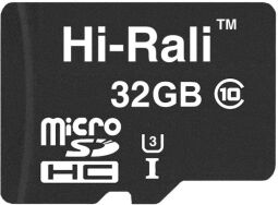 Карта памяти MicroSDHC 32GB UHS-I U3 Class 10 Hi-Rali (HI-32GBSD10U3-00) от производителя Hi-Rali