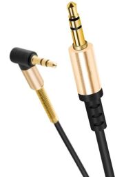 Аудио-кабель Hoco UPA02 Spring 3.5 мм – 3.5 мм (M/M), 1 м, угловой, черный (UPA02SB) от производителя Hoco
