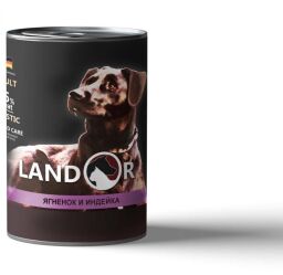 LANDOR Повноцінний збалансований вологий корм для собак всіх порід ягня з індичкою 0,4 кг (4250231539084) від виробника LANDOR