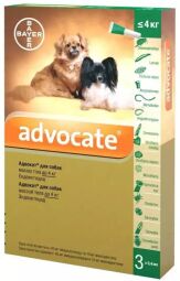 Краплі на холку для собак Bayer «Advocate» (Адвокат) до 4 кг, 1 піпетка (від зовнішніх та внутрішніх (91027/7408) від виробника Bayer