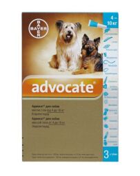 Краплі Advocate Bayer від заражень ендо і екто паразитами для собак 4-10 кг (3 піпетки на 1 мл)