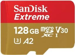 Карта пам'яті SanDisk microSD  128GB C10 UHS-I U3 R190/W90MB/s Extreme V30 + SD