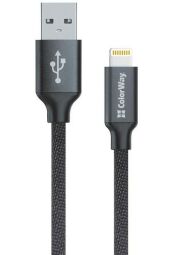 Кабель ColorWay USB - Lightning (M/M), 2.4 А, 2 м, Black (CW-CBUL007-BK) від виробника ColorWay