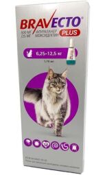 Бравекто Plus для Котів/Bravecto Plus Cat 6,25-12,5кг 500мг спот-он