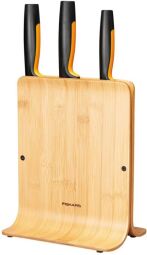 Набір ножів Fiskars Functional Form з бамбуковою підставкою, 3 шт