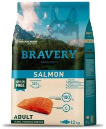 Сухой корм для собак средних и крупных пород с лососем Bravery Dog Salmon Adult Large/Medium 12 кг (6640BRSALMADULL_12KG) от производителя Bravery